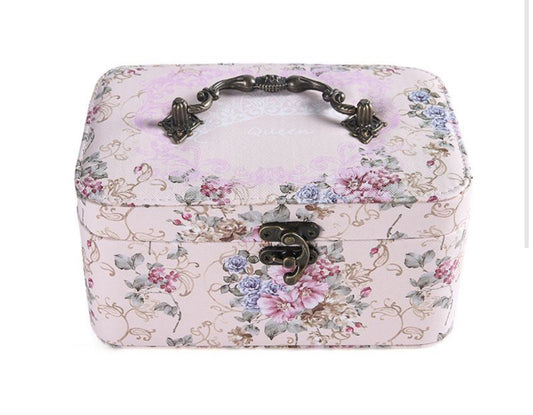 VINTAGE FLORAL PRINT JEWELLERY/COSMETICS CASE