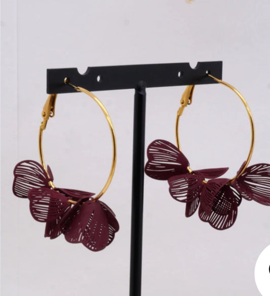 STATEMENT PETAL HOOPS - BURGUNDY