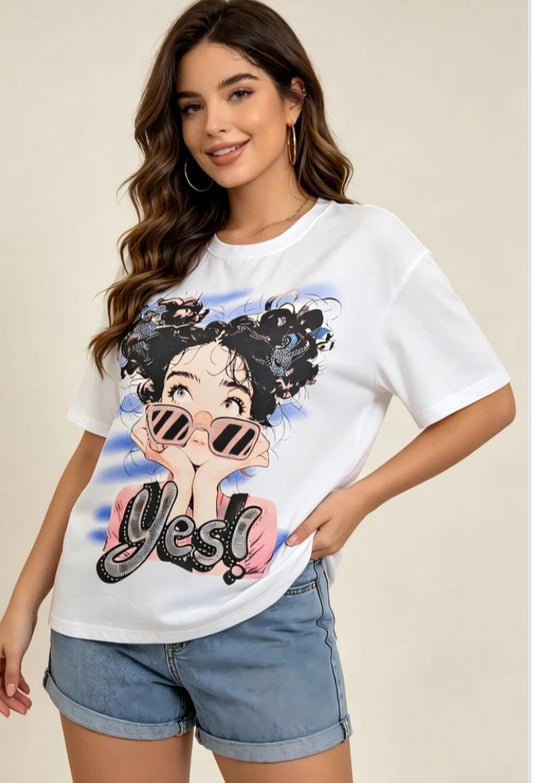 COTTON GIRL TEE - 10-16 - WHITE