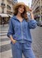 LINEN HOOD JACKET - 10-16 - BLUE