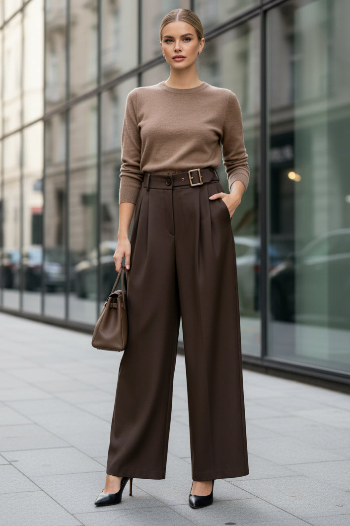 HIGH WAISTED PALAZZO - 10-16 - CHOCOLATE