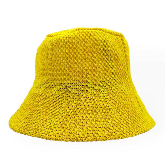 WOVEN FOLDABLE SUN HAT - YELLOW