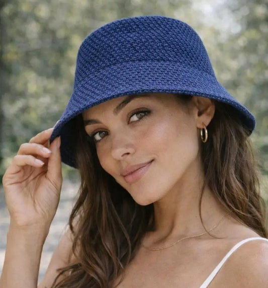 WOVEN BUCKET HAT - NAVY