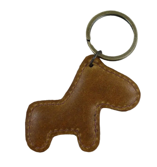 LEATHER HORSE KEYRING - TAN