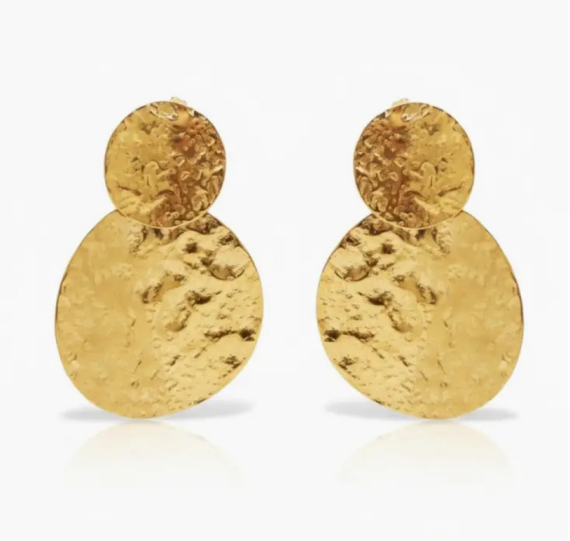 STAINLESS STEEL HAMMERED DISC EARRINGS
