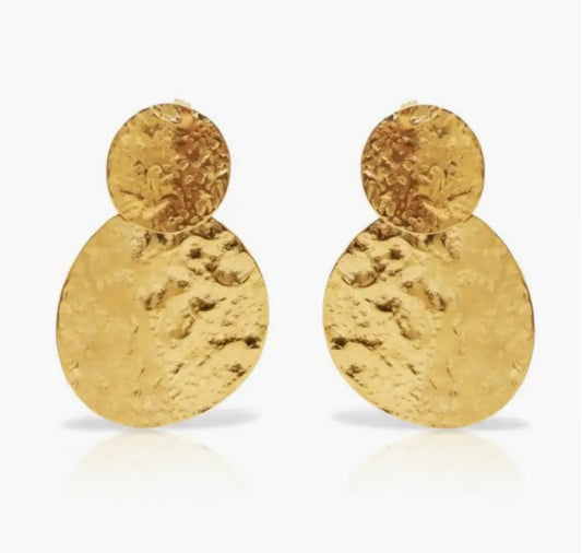 STAINLESS STEEL HAMMERED DISC EARRINGS