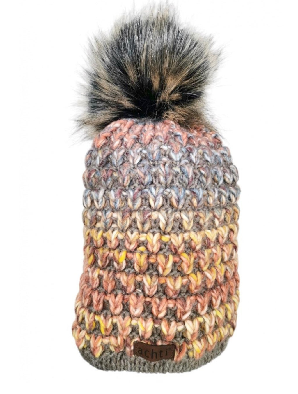 WOOL BLEND FLEECE LINED HAT WITH REMOVABLE POM - ORANGE