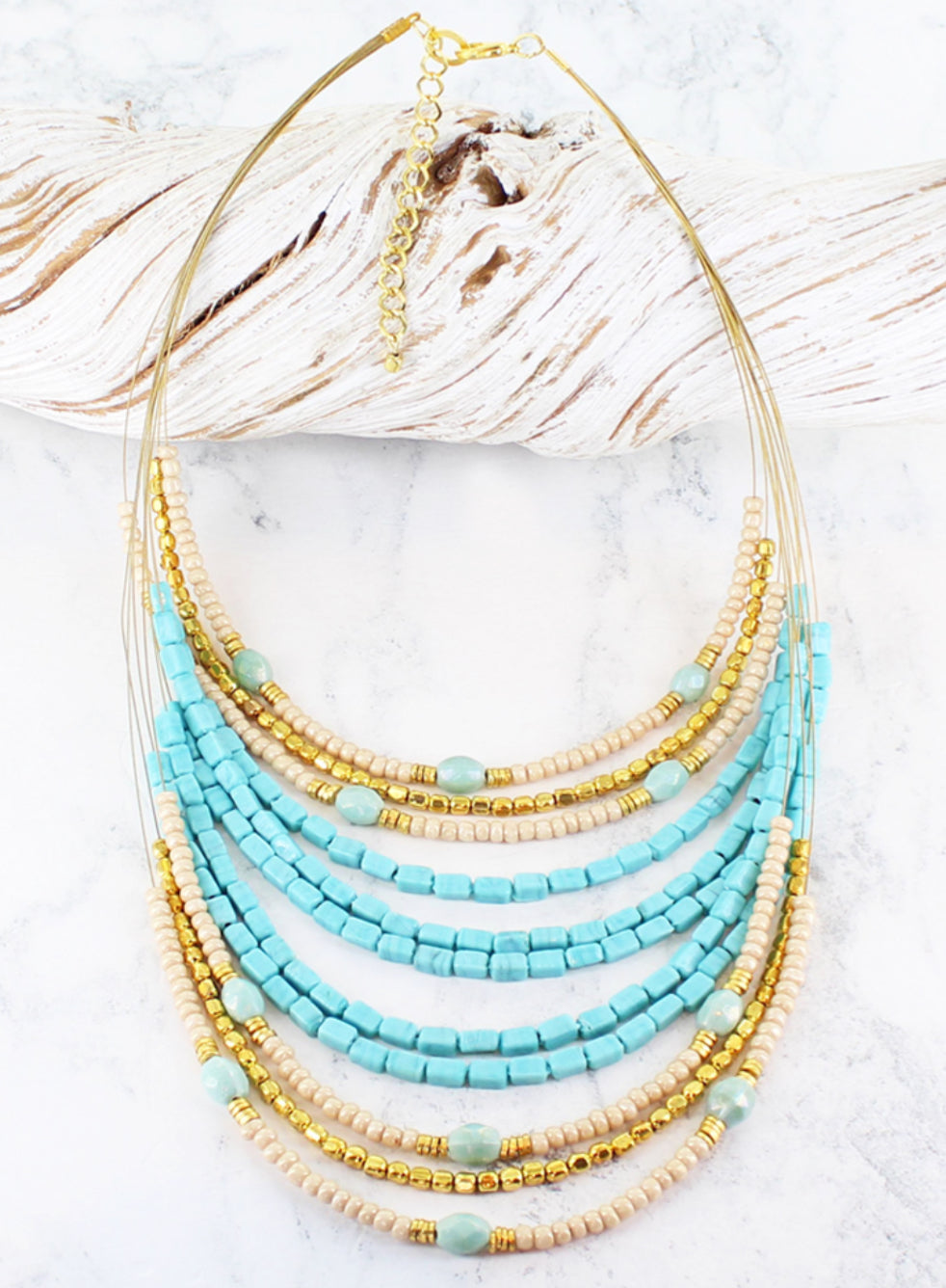 MULTI STRAND BEADED NECKLACE