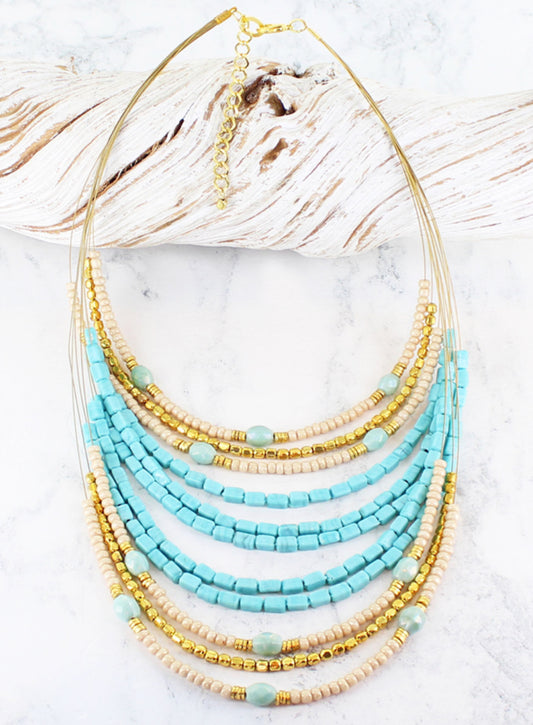 MULTI STRAND BEADED NECKLACE