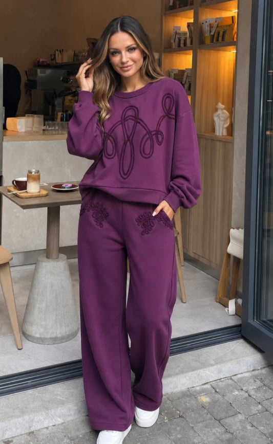 TAPEWORK SWEATSHIRT - 10-16 - PLUM