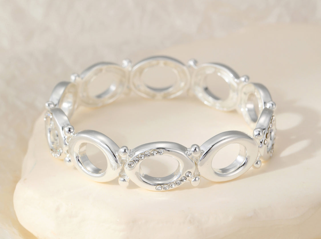 STRETCH DIAMANTÉ BRACELET - SILVER