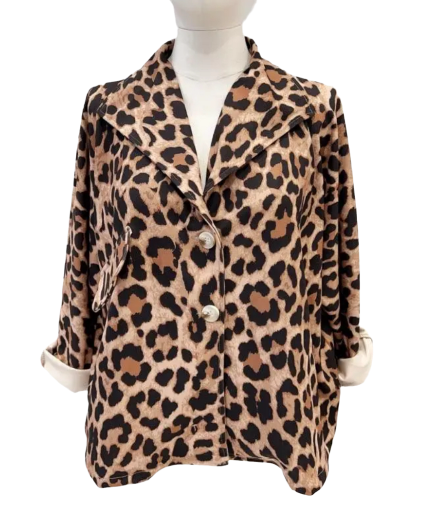 COTTON BLEND ANIMAL PRINT JACKET - 12-16/18