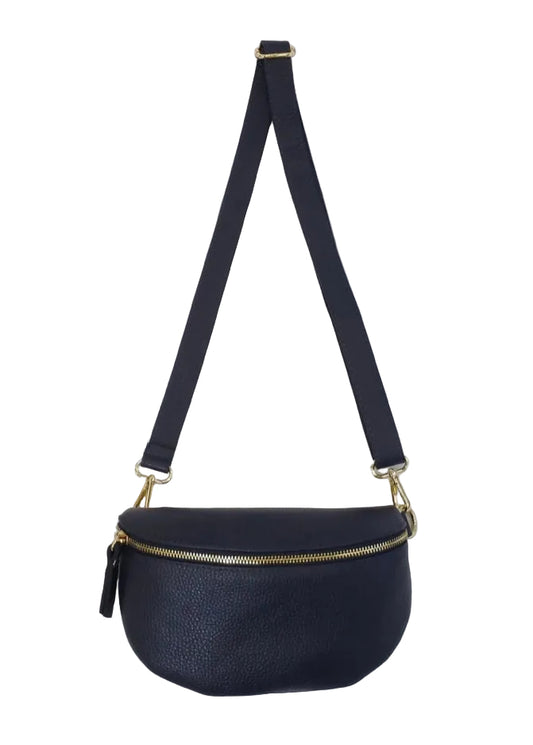 LEATHER SLING CROSSBODY - NAVY