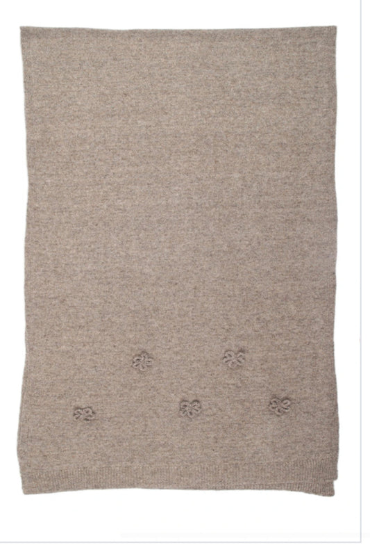 CROCHET FLOWER KNIT SCARF - TAUPE