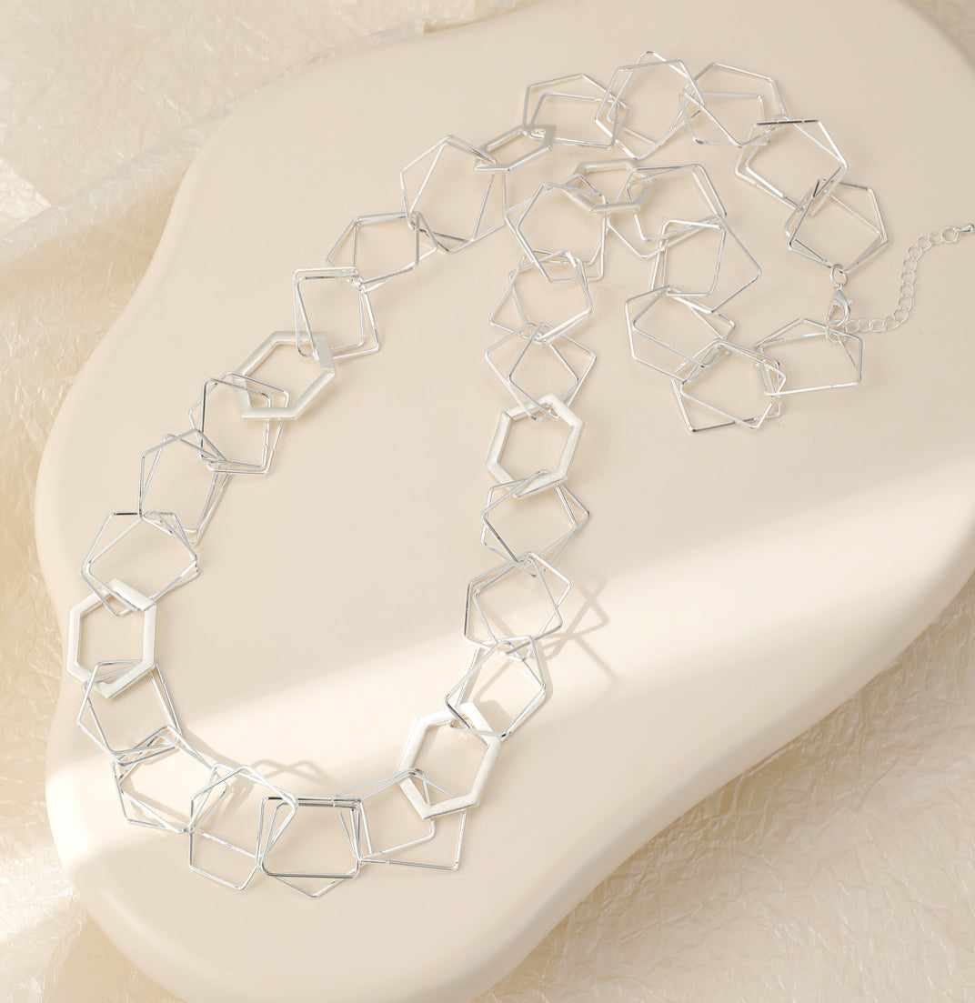 GEOMETRIC LINKS LONG NECKLACE