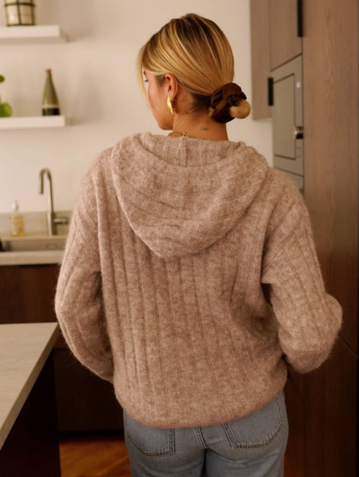 RIB KNIT HOODY - 10-16 - OATMEAL