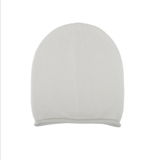 PLAIN KNIT BEANIE - CREAM