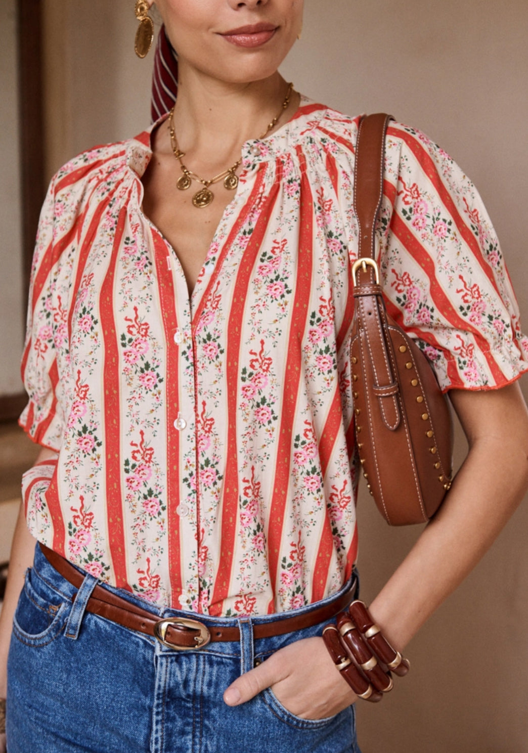 STRIPE FLORAL BLOUSE - 8-10