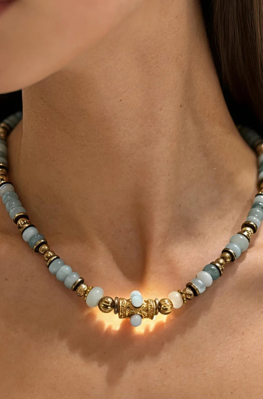 STONE STAINLESS STEEP NECKLACE