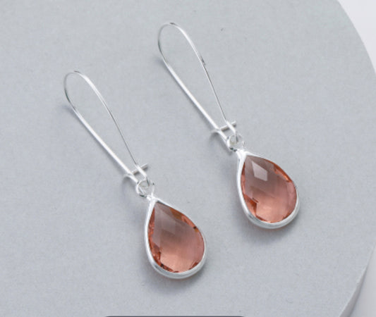 TEARDROP LONG CRYSTAL EARRINGS- AMBER