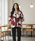 WOOL BLEND COW PRINT HOOD COAT - 12-18 - BURGUNDY
