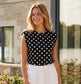 POLKA SHOULDER PAD TOP - BLACK