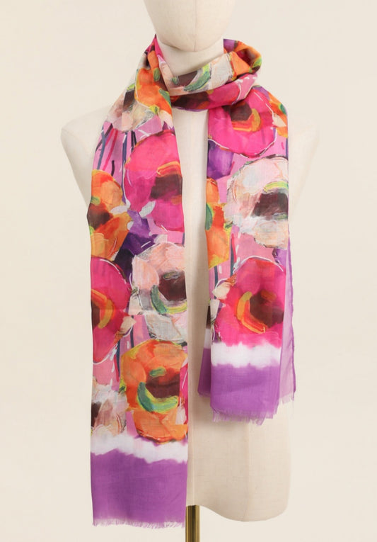 COTTON BLEND FLORAL SCARF