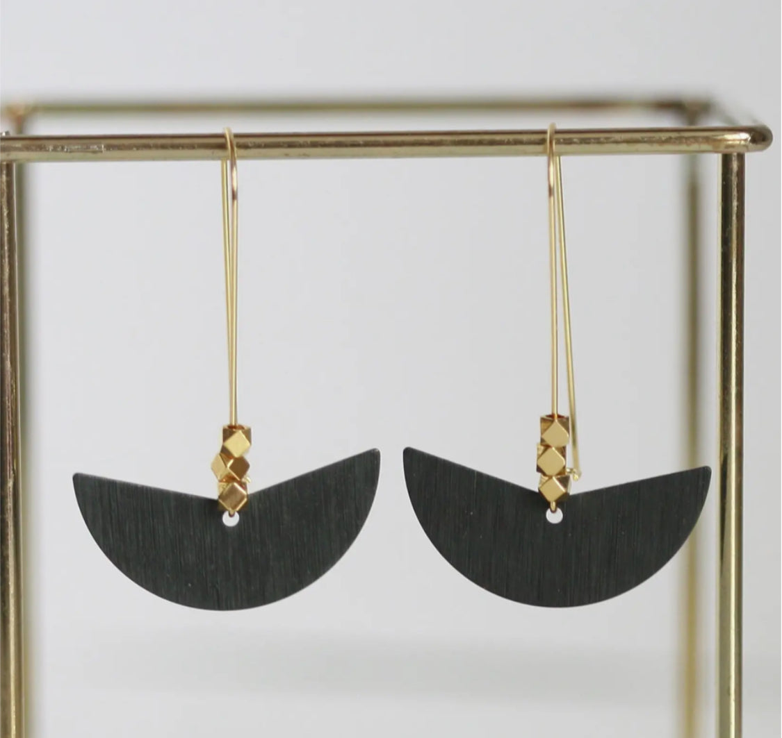 KAIKO - BLACK & BRASS EARRINGS
