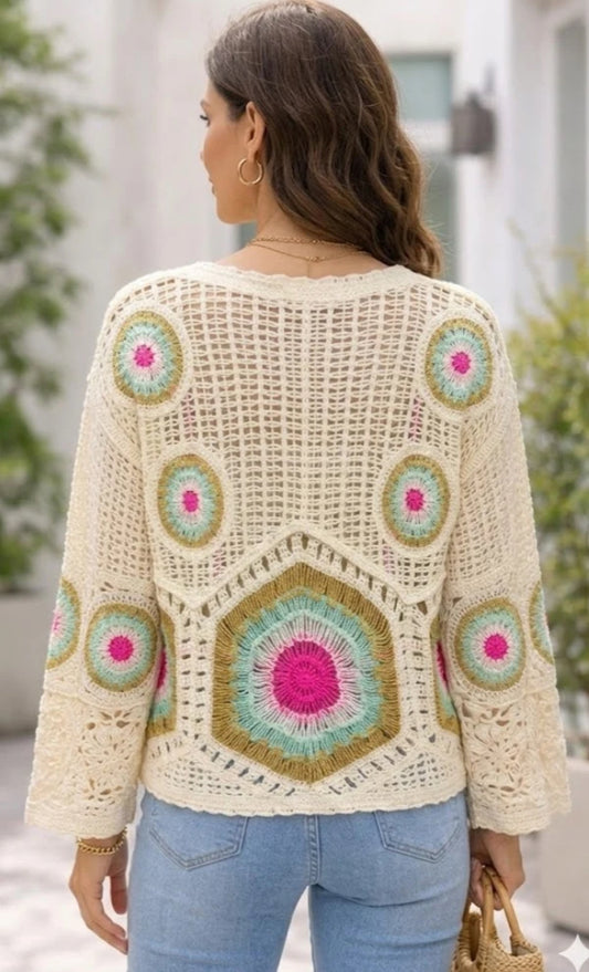 COTTON BLEND CROCHET KNIT - 8-14
