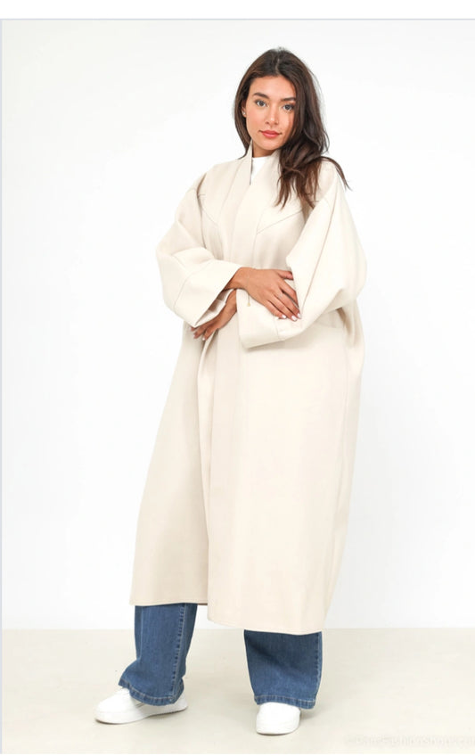 SEAM DETAIL OVERSIZED COAT - 10-16 - CREAM