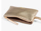 METALLIC GOLD WRISTLET PURSE WITH CAMEL LINING