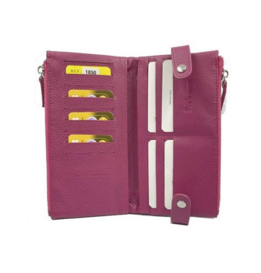 100% LEATHER WALLET - FUSCHIA