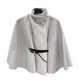 BELTED MANDARIN COLLAR CAPE - GREY - 10-14