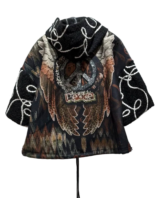 SWIRL PRINT JACKET - 10-16 - BLACK