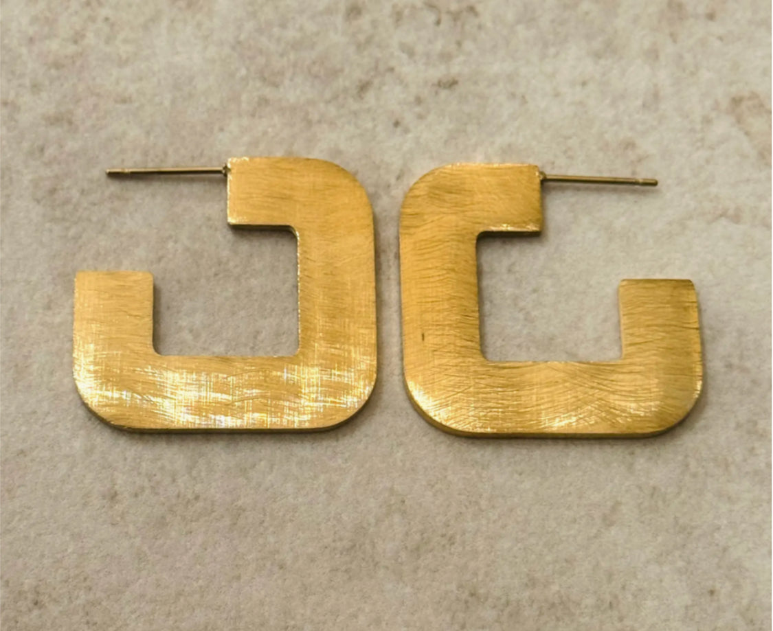 STAINLESS STEEL FLAT BRUSHED UP EARRINGS