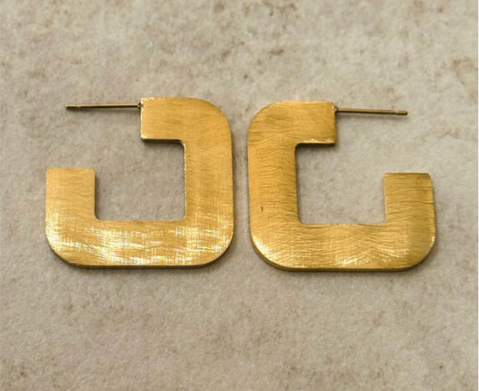 STAINLESS STEEL FLAT BRUSHED UP EARRINGS