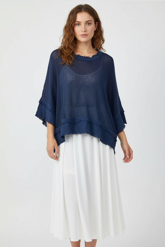 MESH COTTON TOP - 10-16 - NAVY