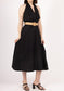 COTTON HALTERNECK BELTED DRESS - 8-12 - BLACK