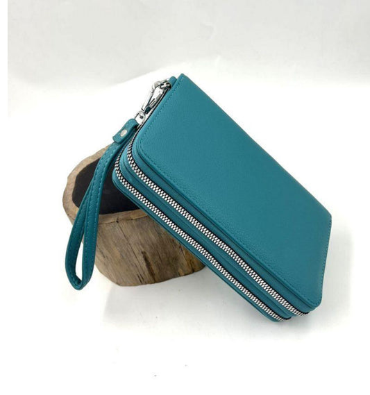 DOUBLE ZIP WALLET-TEAL