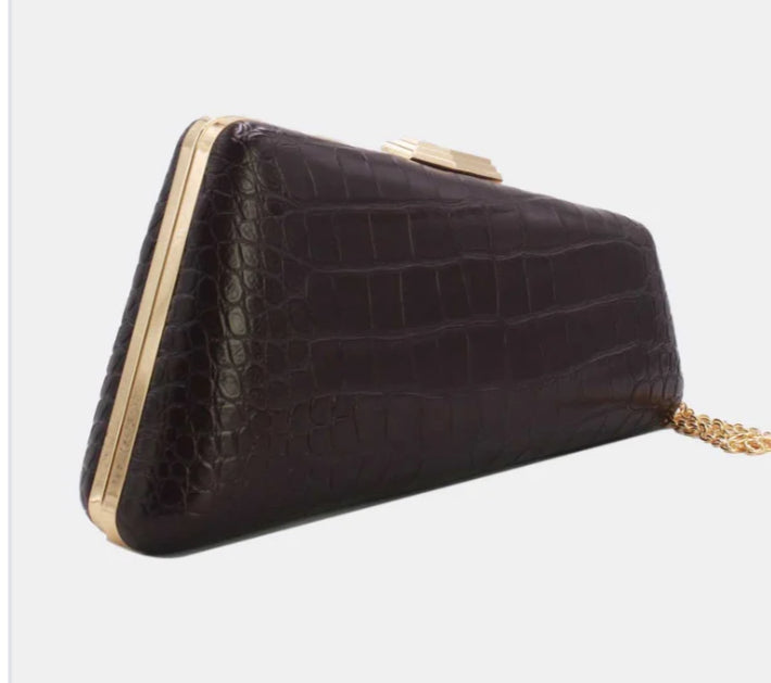 CROC EFFECT OCCASION BAG - CHOCOLATE