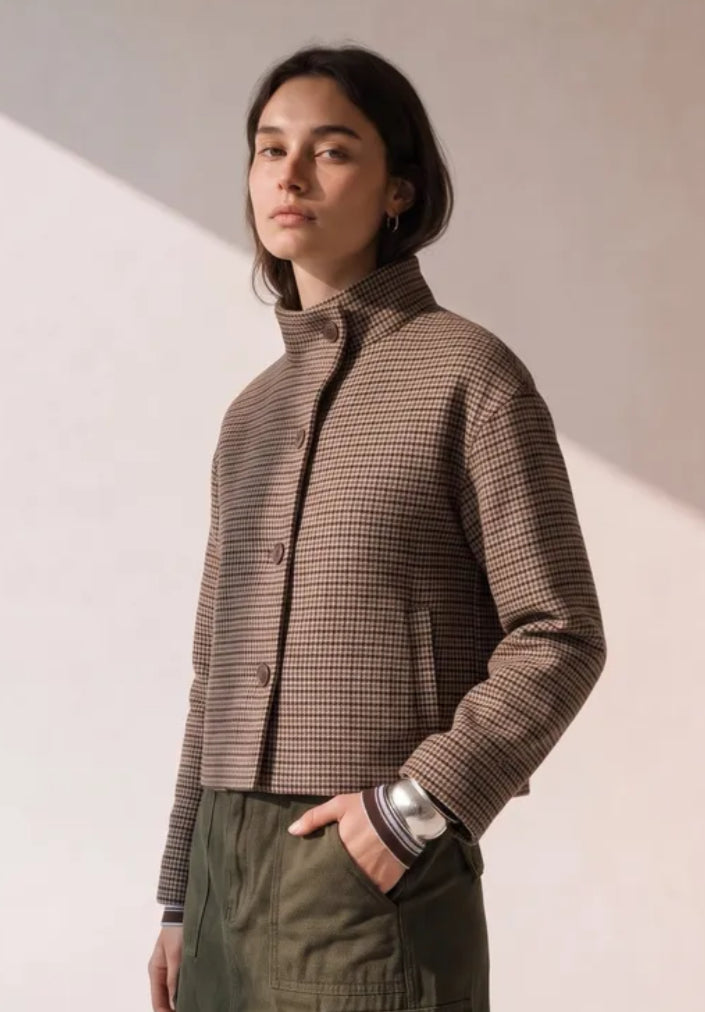 FUNNEL NECK BUTTON JACKET - S,M & L