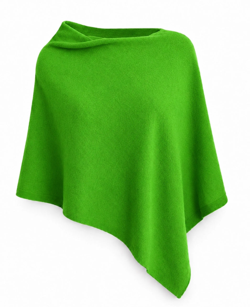 CASHMERE & MERINO WOOL BLEND PONCHO - GREEN