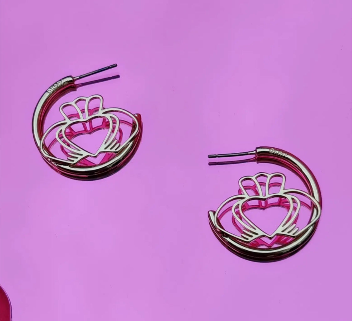 DKMV HAVE MY HEART CLADDAGH HOOP EARRINGS - 14CT GOLD PLATED