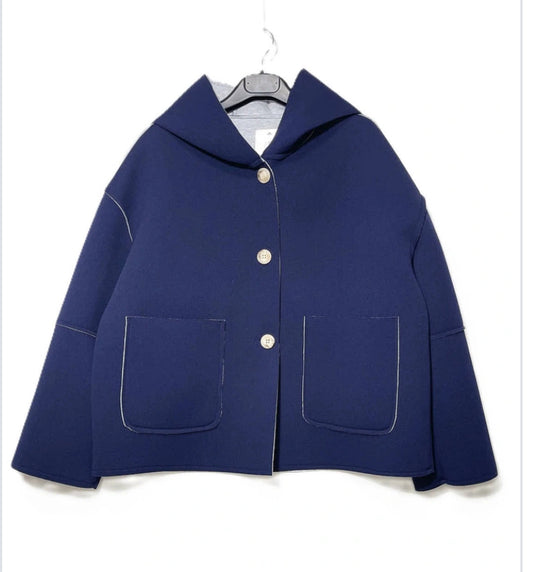 NEOPRENE BUTTON JACKET - 10-16 - NAVY