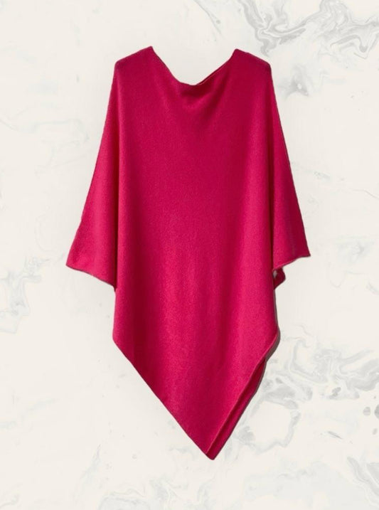 KNIT PONCHO - FREESIZE - FUSCHIA