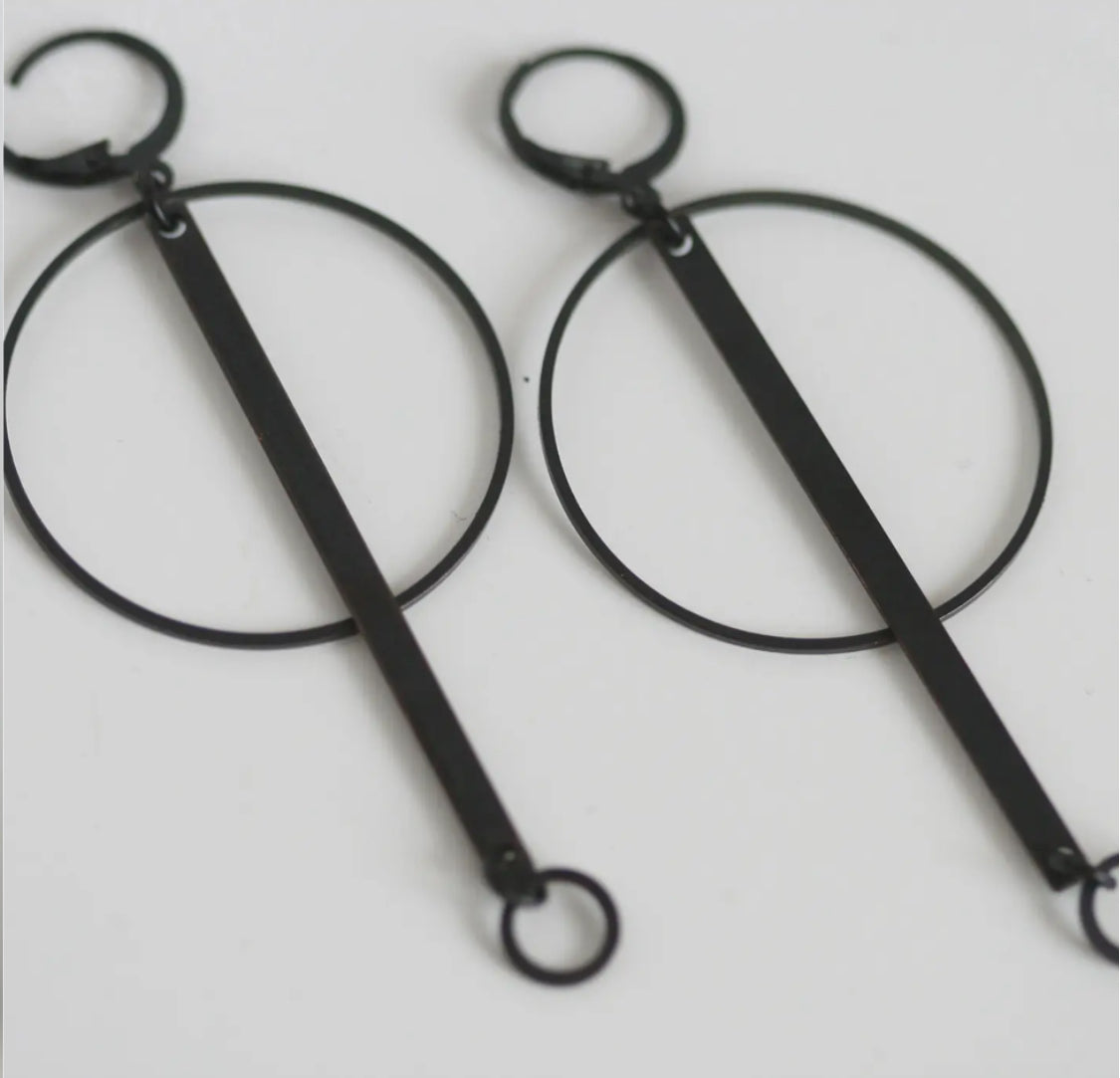 KAIKO - GEOMETRIC BLACK BRASS EARRINGS