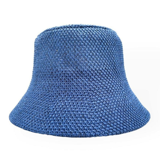 WOVEN FOLDABLE SUN HAT - BLUE
