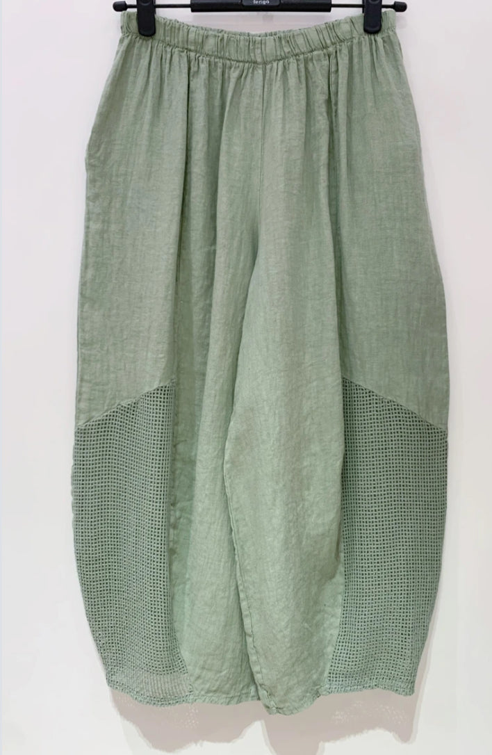 COTTON/LINEN MESH PANTS - 10-16 - KHAKI