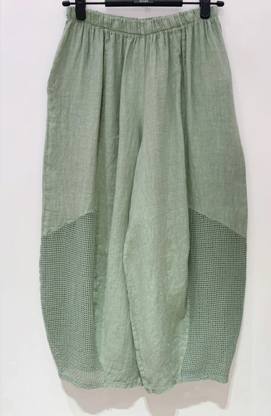 COTTON/LINEN MESH PANTS - 10-16 - KHAKI
