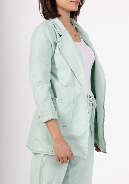 COTTON CASUAL BLAZER - 8-14 - AQUA